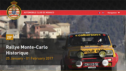 Rallye Monte-Carlo Historique 2017 - die Homepage