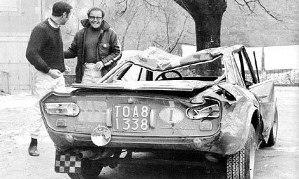 Rallye Monte Carlo 1969 - Tony Fall/Davenport + Fulvia etwas durchgebeutelt