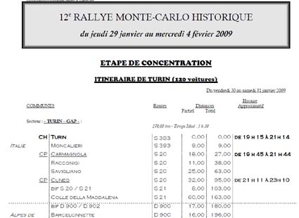 12. Rallye Monte-Carlo Historique: Vorgaben für die Verbindungsetappen - Michelin-Karten als Muß