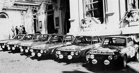 Lancia Fulvia: San Remo 1973 - mit Marlboro (endlich) einen  Langzeitsponsor gewonnen (Foto Graham Robson, History of Rallying, 1981)