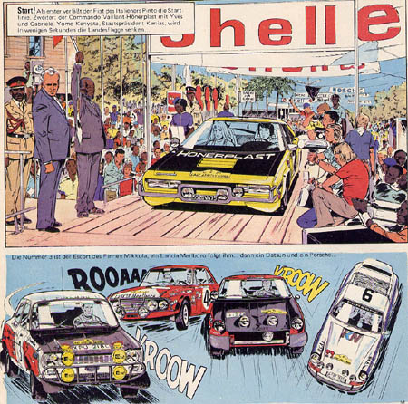Der Comic-Held Michel Vaillant: Fast eine (heute verbotene) Marlboro-Werbung der Startnummer 4  