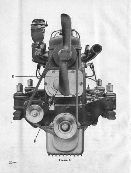 Lancia Artena: Front view of the Artena engine, showing its unique engine mountings