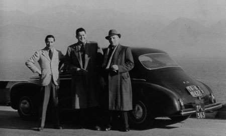 Lancia and De Virgilio: De Virgilio, Gianni Lancia, Prof. Jano vor einer Aprilia Bilux 1948