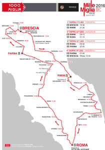 Mille Miglia 2016 - die Strecke, etwas abweichend von den Vorjahren