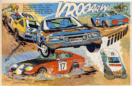 Der Comic-Held Michel Vaillant: Die Creme der Rallyefahrzeuge als Gegner von Michel Vaillant