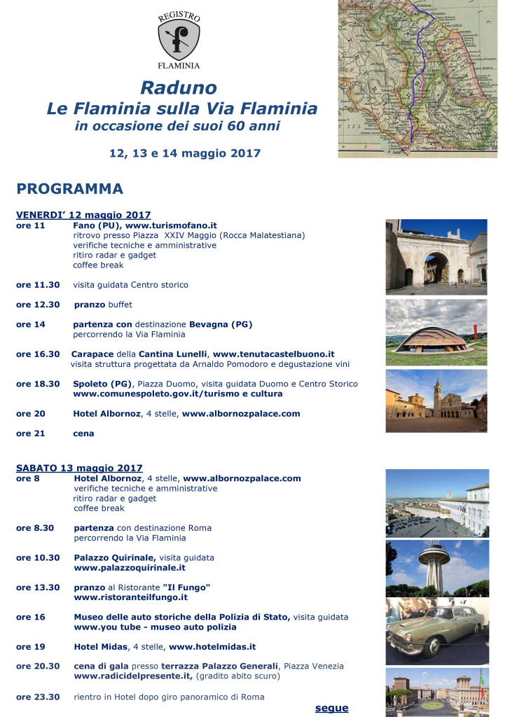 Programma prima Lancia Flaminia 2017