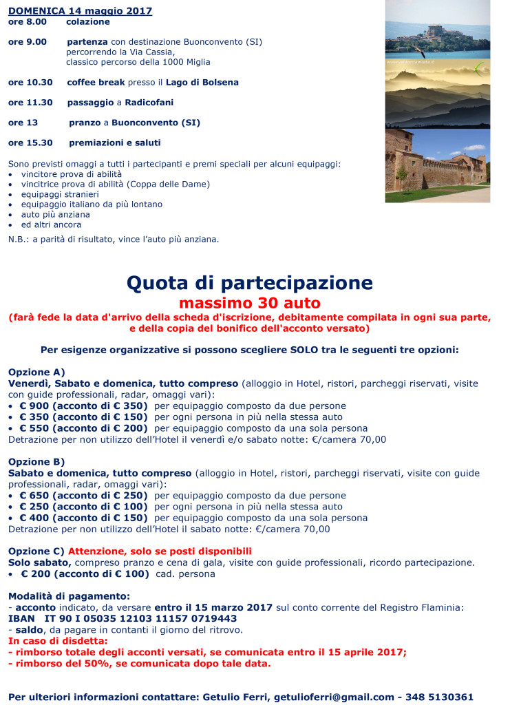 Programma seconda pagina con € Raduno Lancia Flaminia 2017